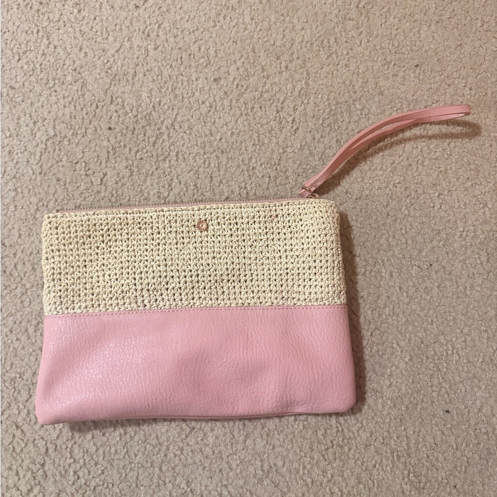 LC Lauren Conrad Pink and Cream Wristlet